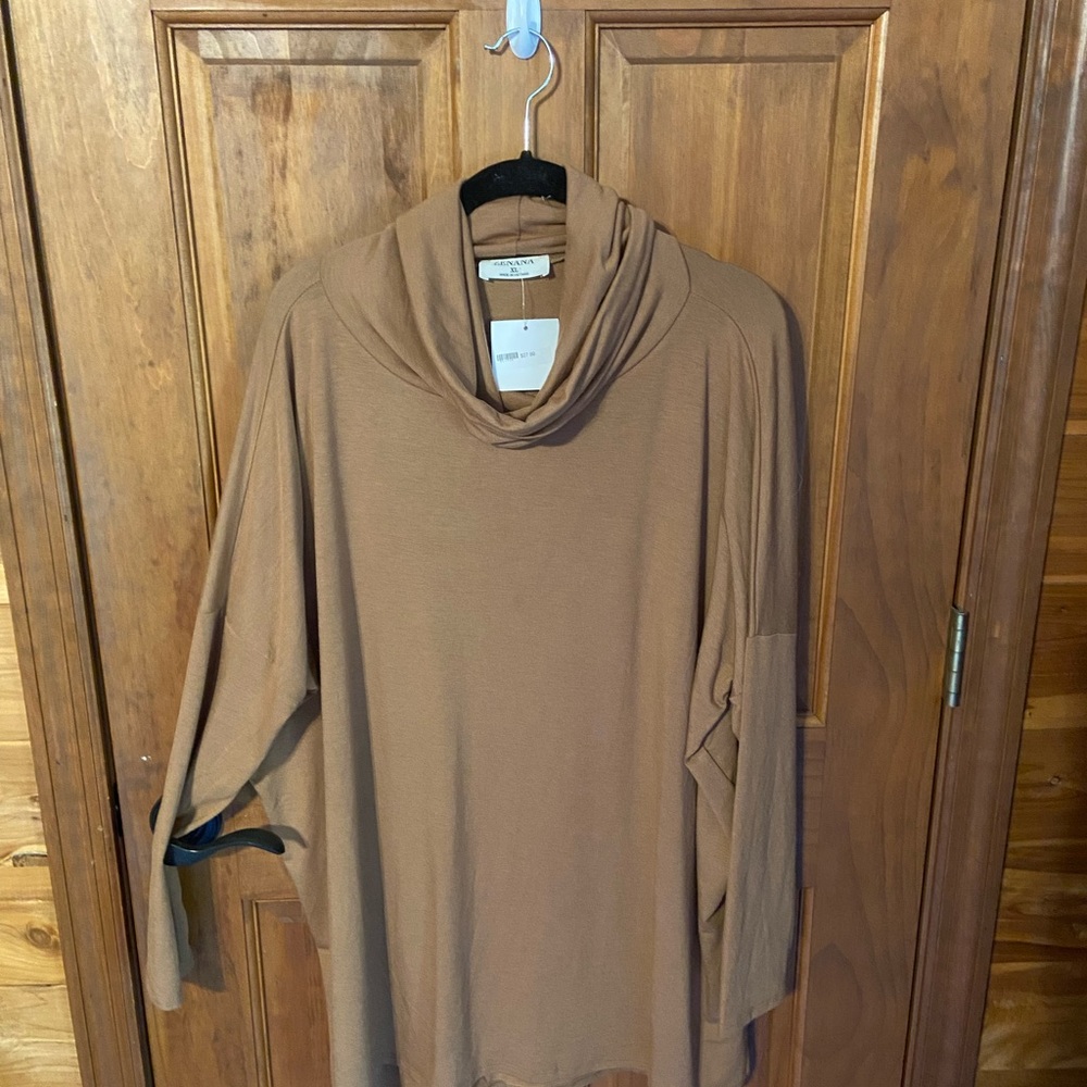 Zenana Outfitters Tan Cowl Neck Sweater
